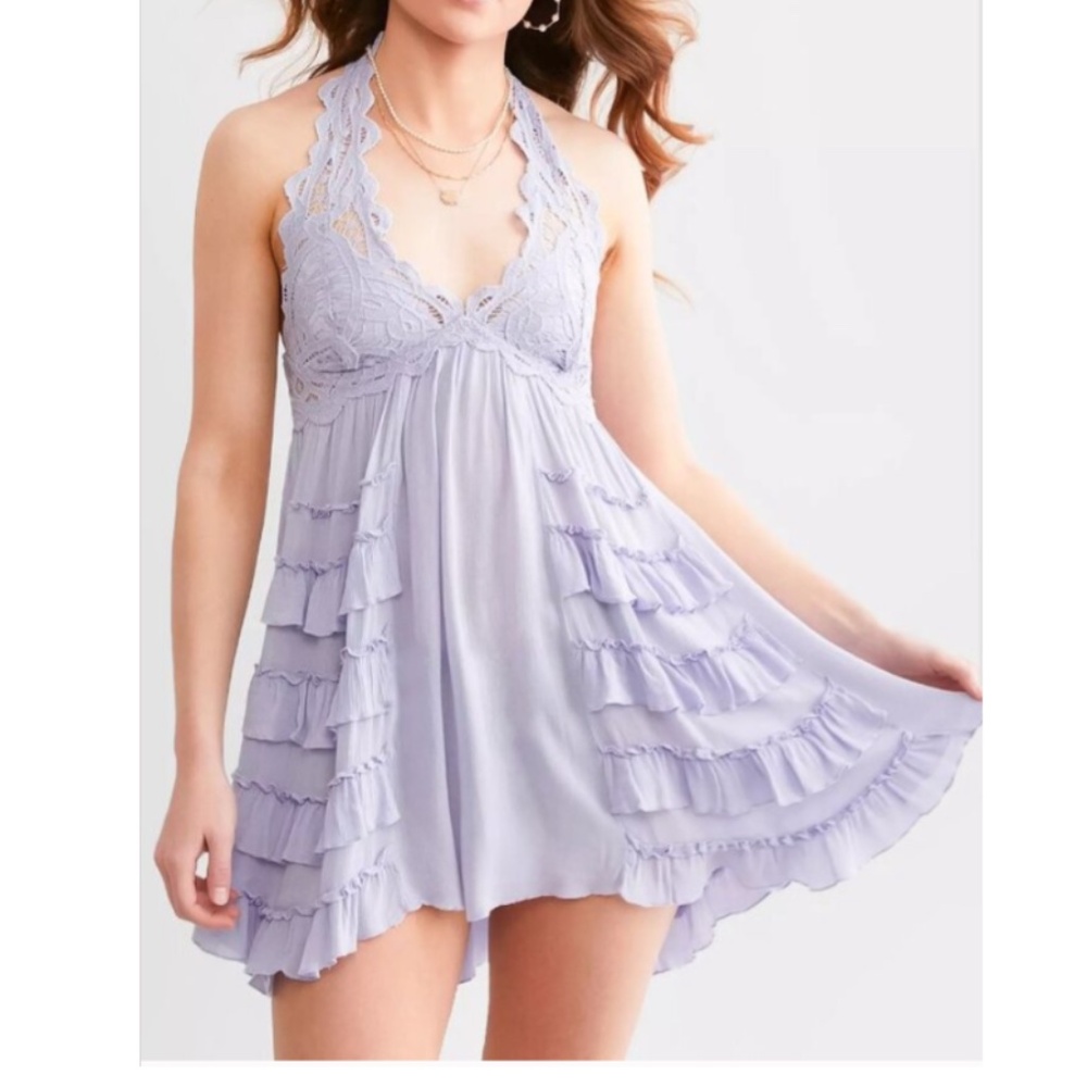FREE PEOPLE Adella Halter Slip Mini Dress